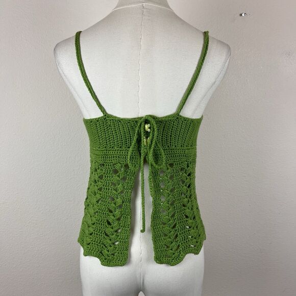 Handmade Top Womens Extra Small Crochet Tank Cropped Frog Fairy Boho Festival - Picture 2 of 9